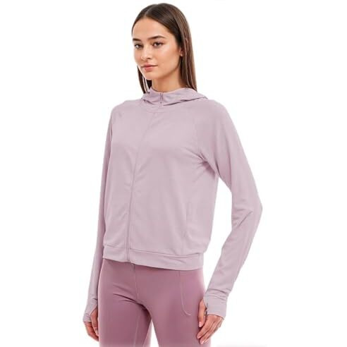 Sannidhi Women's Sun Protection Jacket Upf 50+ Full Zipper Long Sleeve Uv Hoodie Shirts Outdoor Athletic Jacket With Pocket Cooling Summer Clothing For Outdoor Hiking, L, Pink