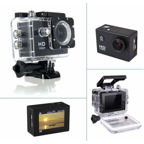 Sirgawain Action Camera 1080P 12Mp Sports Camera Full Hd 2.0 Inch Action Cam 30M/98Ft Underwater Waterproof Camera With Mounting Accessories (Cam3)