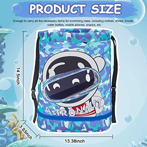 Palay Swimming Bag For Kids Cartoon Print Shoulder Bag Large Capacity Backpack For Boys Girls Wet Dry Separation Beach Storage Clothes