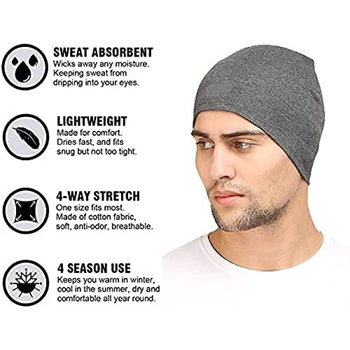 Umani Cotton Poly Blend Skull Cap For Men And Women/Helmet Cap/Multipurpose Running, Jogging Outdoor Skull Cap (3-Hc 3Pc Blk,L Grey & D Grey)