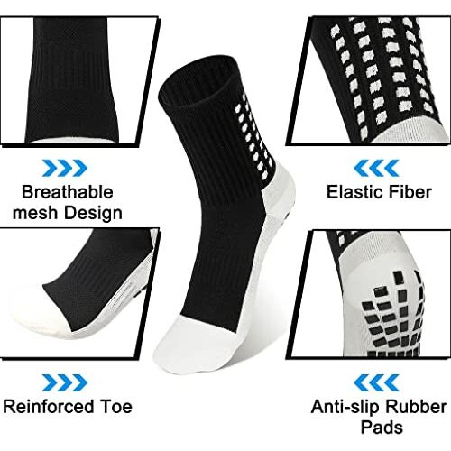Proberos Professional Sport Regular Socks For Men Women, Rubber Anti-Slip Sport Socks Soccer Socks Breathable Sport Socks Compression Socks Sports Socks Men One Size, Black