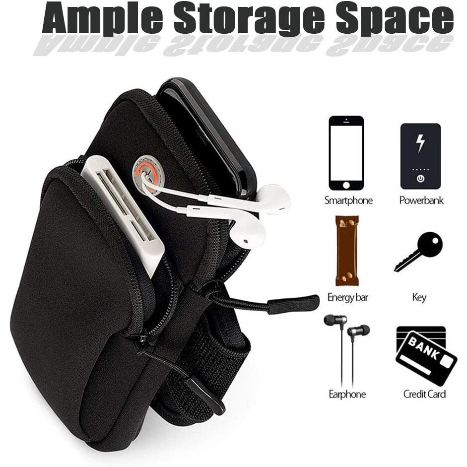 Bagilo Polyester Sweatproof And Water Resistant Armband | Cell Phone Holder | Armband Case With Card Key Pocket For Running, Gym And Outdoor Sports, All Smart Phones - Support Upto 6.5 Inches