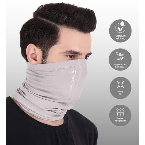 Freecultr Unisex Bamboo Bandana, Anti Microbial Super Soft & Comfort Fit, Breathable Multipurpose Headband, Face Mask For Dust Protection And Sun - Plain Pack Of 2-Beach Sand,Charcoal