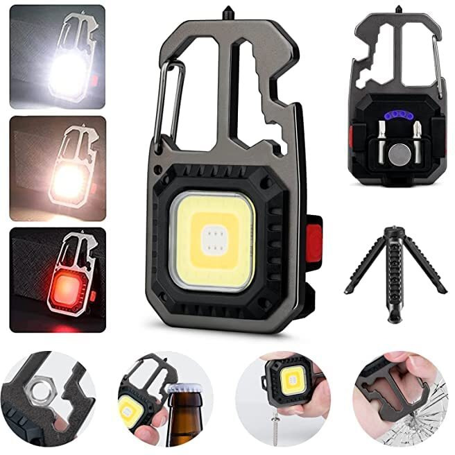 Care 4 Cob Led Light Small Keychain Light With 800 Lumens With 3 Modes Of Lighting Portable Ideal For Camping Fishing And Blackouts