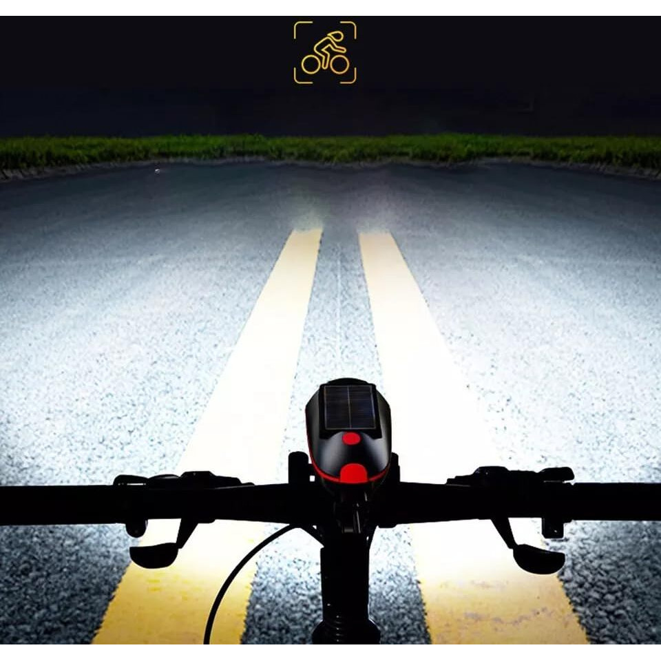 Techista Solar & Usb Rechargeable (Both Options)- Cycle Light - (3 Modes) Cycle Light And Horn | Cycle Led Front Light | Cycle Headlight | Cycle Bell (Color May Vary)- Charge With Sun Light