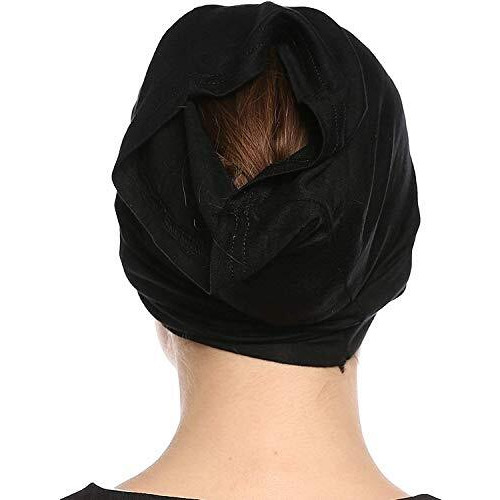 Paropkar Women's Lycra Fabric Under Scarf/Hijab/Tube Bonnet Bone/Chemo Hat Free Size Undercap Scarf Hijab Cap Unisex (Black)
