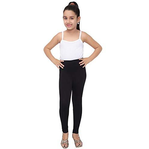 Robinbosky Premium Girls Black Slim Mid Rise Leggings (11-12 Years) | Black