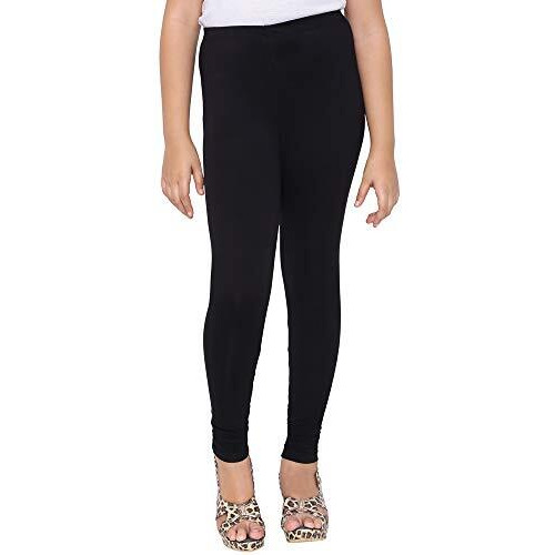 Robinbosky Premium Girls Black Slim Mid Rise Leggings (11-12 Years) | Black