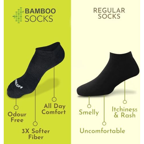 Heelium Bamboo Ankle Modern Socks For Men | Ultra-Soft, Thin & Breathable | Odour-Free & Anti-Bacterial | 3X Softer Than Cotton | Size (Uk 4-9), Multicolour