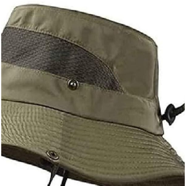 Alexvyan Polyester Round Crown Hat Sun Visor Hats For Women Wide Brim Summer Cap For Girls Uv Protection Breathable Casual Beach Safari Sun Protection Cap For Women Girl Men (Green), Large