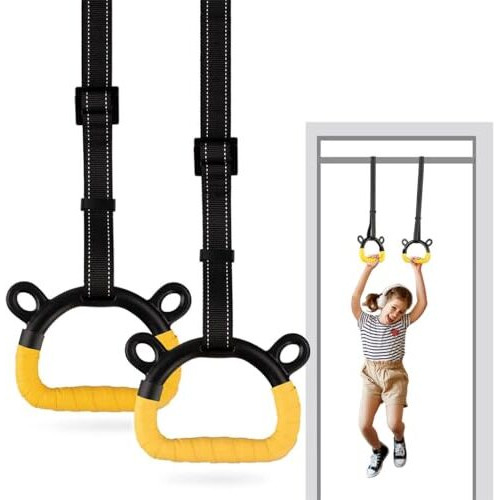 Proberos 1 Pair Kids Gymnastic Rings, 400 Kg Loading Robust Gymnastic Ring, Home Fitness Equipment, Indoor And Outdoor Pull-Up Bar, Home Exercise, Adjustable Gymnastic Ring 200 Cm For Kids Under 1.4M