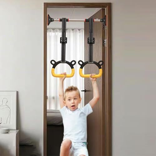 Proberos 1 Pair Kids Gymnastic Rings, 400 Kg Loading Robust Gymnastic Ring, Home Fitness Equipment, Indoor And Outdoor Pull-Up Bar, Home Exercise, Adjustable Gymnastic Ring 200 Cm For Kids Under 1.4M