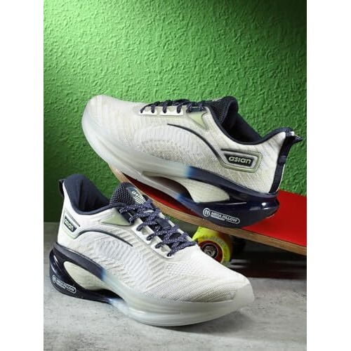 Asian Men's Superstar-01 Sports Running Shoes With Superior Cushioning | Memory Foam Insole Casual Sneaker Shoes For Men's & Boy's (White Pista, 7)