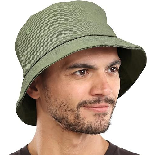 Northwind Cotton Bucket Hat For Women And Men, Beach Sun Protection Cap, Round Hat (Olive), Free Size
