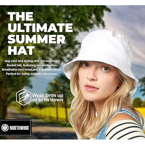 Northwind Cotton Bucket Hat For Women And Men, Beach Sun Protection Cap, Round Hat (Olive), Free Size