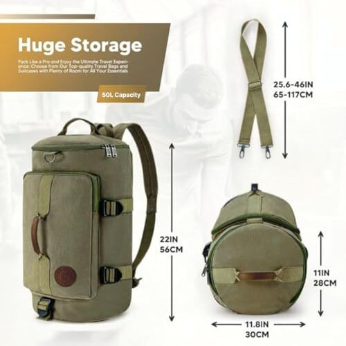 Karrier 50L Travel Duffle Gym Backpack  Water Resistant For Hiking & Cycling