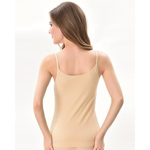 Wearslim Premium Thermal Spaghetti Tank Top Warmer For Women, Fleece Lined Soft Women Underwear Thermal Vest, Stretchable, Thicken Plus Velvet Stretchy Slim-Fit Body Shaper Vest - Beige - Large