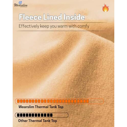 Wearslim Premium Thermal Spaghetti Tank Top Warmer For Women, Fleece Lined Soft Women Underwear Thermal Vest, Stretchable, Thicken Plus Velvet Stretchy Slim-Fit Body Shaper Vest - Beige - Large