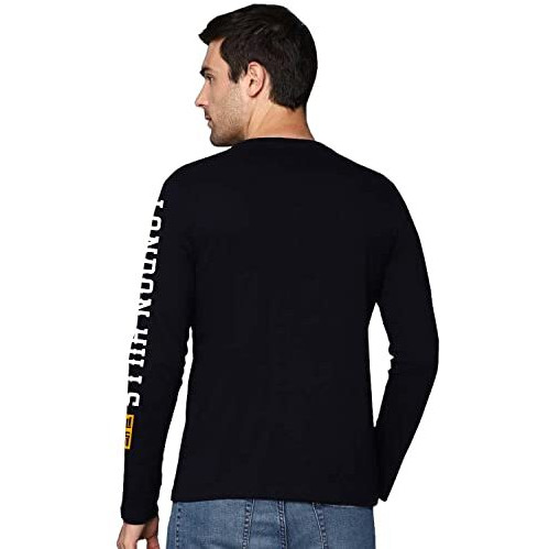 London Hills Cotton Printed Men's Round Neck Full Sleeve Black Regular Sweatshirt_2Xl, Shirt