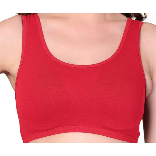 Texello Cotton Teen Solid Beginner Bras, Sports Bras, Teenager Bra For Girls/Kids Half Slip & Cropped Camisole- Pack Of 6 (Size- 13-14 Years, Multicolor)