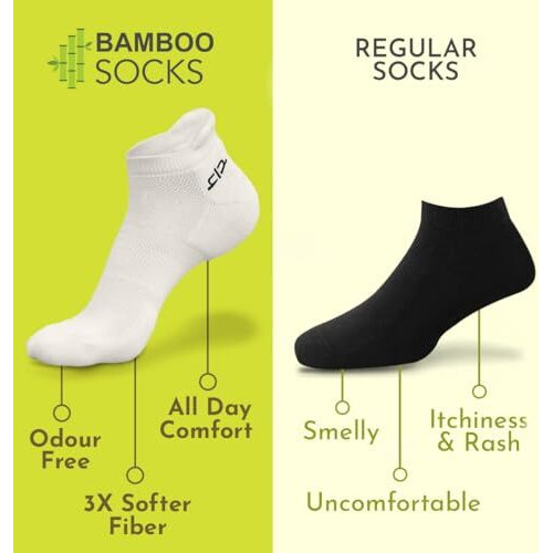 Heelium Bamboo Socks For Women | Ankle Length | Odour-Free & Breathable | Padded Base & Anti-Bacterial | 3X Softer Than Cotton Socks