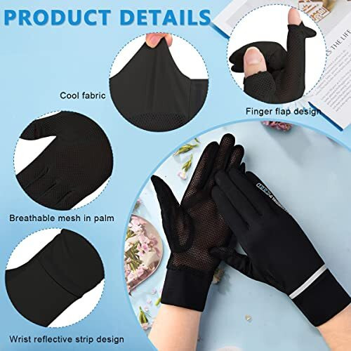 Palay Women Riding Gloves Hand Gloves For Bike, Black Hand Gloves For Sun Protection, Uv Protection Summer Cooling Mesh Breathable Gloves For Women Cycling Fishing - Upf 50+, Non-Slip, Silk