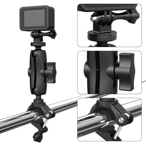 Yantralay Motorcycle Bike Bicycle Handlebar Mount Clamps With 1/4 Screw Compatible 8-35Mm For Gopro Hero 13/12/11/10/9,Max,Insta360 One X4/X3/X2, One R/Rs, Action 4/3 Series&All Other Action Cameras