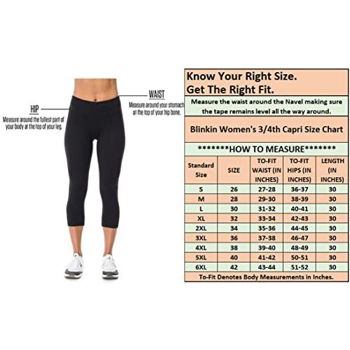 Blinkin Women's 3/4 Skinny Gym Wear Tights For Women With Side Pockets  Perfect For Active Wear, Yoga & Workout - The Ultimate Gym Pants For Women & Girls (204,Black,Size_Xl)