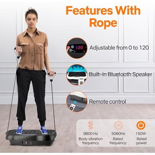 Bigzzia Smart Vibration Plate For Weight Loss  9800Hz High Frequency Exercise Platform With Wireless Remote, Magnetic Acupressure & Adjustable Modes