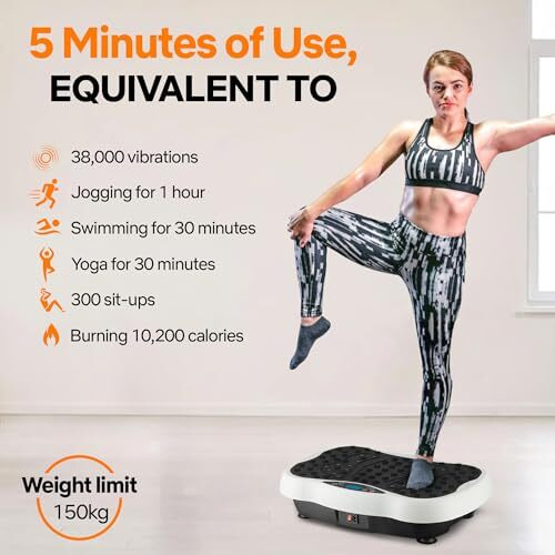 Bigzzia Smart Vibration Plate For Weight Loss  9800Hz High Frequency Exercise Platform With Wireless Remote, Magnetic Acupressure & Adjustable Modes