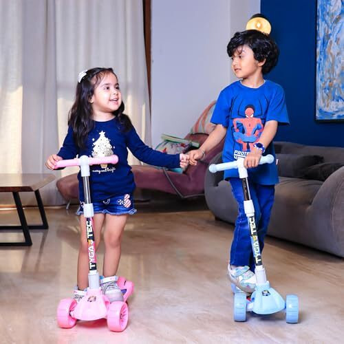Tygatec 3 Wheel Kids Scooter For Year 5 To 14, Led Magic Wheels, Smart Kick Scooter With Fold-Able & Height Adjustable Handle For Baby Boys And Girls With Foot Brakes (Rosy Pink)