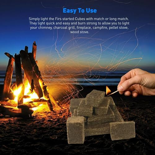 Soldtrue Bbq Wax Wood Blocks Fire Cube Camping Burning Outdoor Starter Tool Lighters Igniter Great Lighter For Chimney, Charcoal Grill (12 Cube)