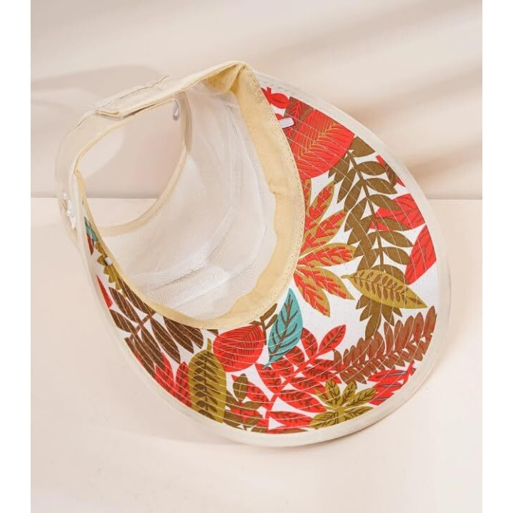 Alexvyan Polyester Sun Visor Hat For Women - Wide Brim Uv Protection Summer Cap For Girls - Breathable Casual Beach Sun Protection Hat (Beige), Large