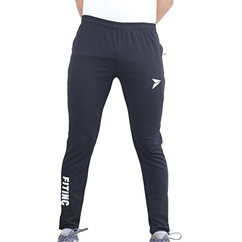Fitinc Men's Slim Fit Polyester Track Pants (Fitdspb108M_Black_M)