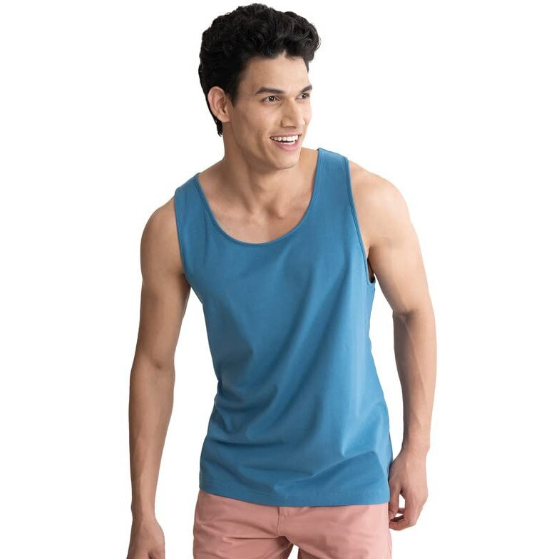 Damensch Men Neo-Cool Casual Tank Tops- Nautical Teal- Medium