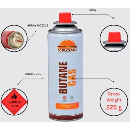Butane Gas Can For Camping Stoves | High Pressure Flame Portable Liquefied Refill Canister | Welding Fuel To Refill Flame Lighters, Gas Torch Lighter (Pack Of 2)