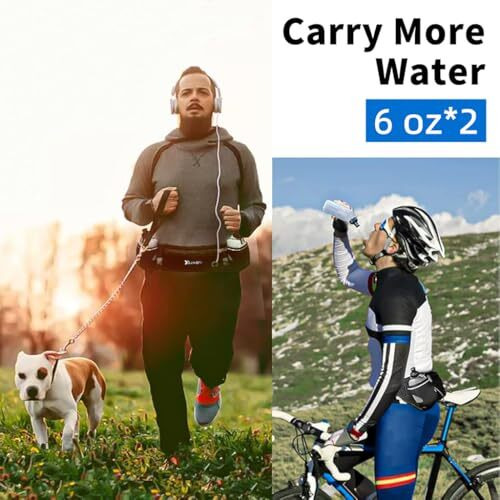 Proberos Running Belt With Dual Water Bottles, Adjustable Hydration Belt And Waist Pack For Running And Cycling, Fanny Pack Fits 7 Inches Phones, Waist Bag For Running Hiking Climbing