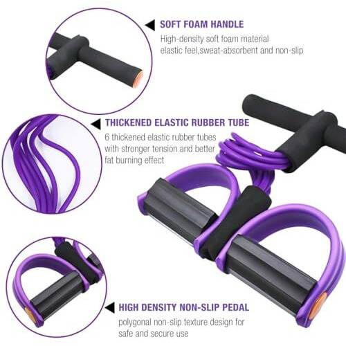 Optifit Multifunction Tension Rope, 6-Tube Elastic Yoga Pedal Puller Resistance Band, Natural Latex Tension Rope Fitness Equipment, For Abdomen/Waist/Arm/Leg Stretching Slimming
