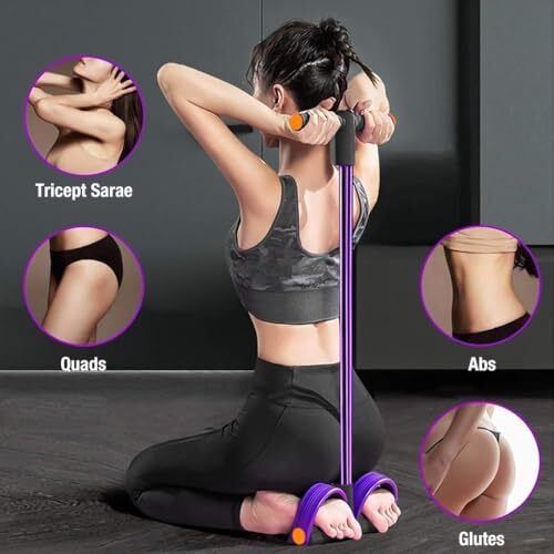 Optifit Multifunction Tension Rope, 6-Tube Elastic Yoga Pedal Puller Resistance Band, Natural Latex Tension Rope Fitness Equipment, For Abdomen/Waist/Arm/Leg Stretching Slimming