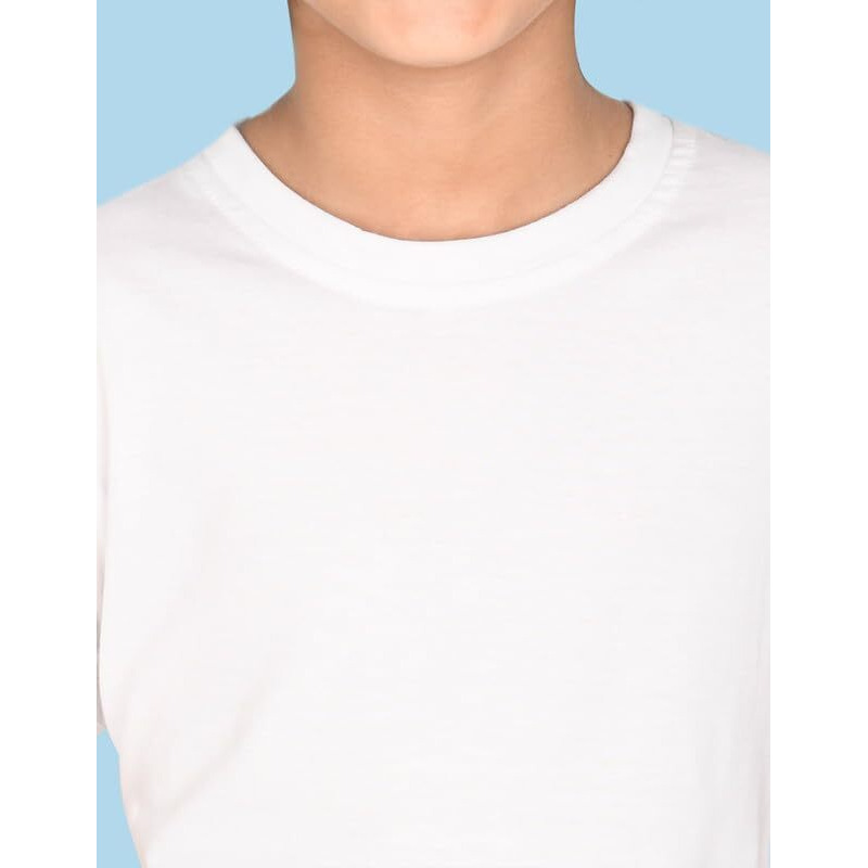 Nusyl Boys Solid Cotton T-Shirt | Round Neck | Half Sleeve | Plain-Regular Fit | White
