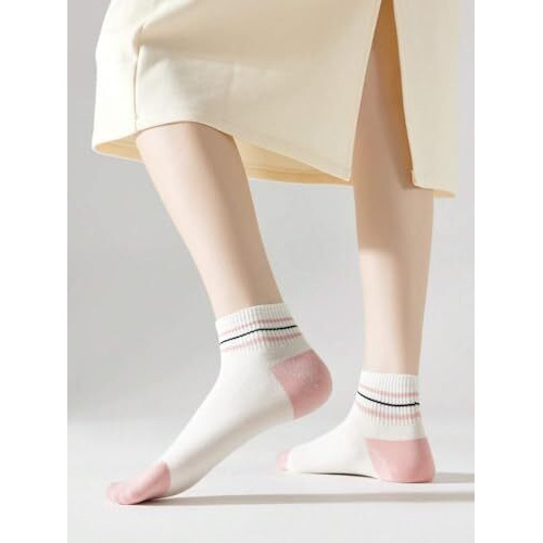 Soxlife Women Korean Style Ankle Socks Odour Free Socks (Black Pink)