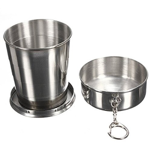 Beyond Basic Stainless Steel Folding Glass Travel Mug Cup Glass/Camping Water Glass/Collapsible Shot Glass/Expandable Shot Glass (100 Ml)