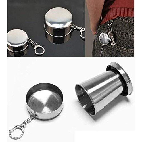 Beyond Basic Stainless Steel Folding Glass Travel Mug Cup Glass/Camping Water Glass/Collapsible Shot Glass/Expandable Shot Glass (100 Ml)