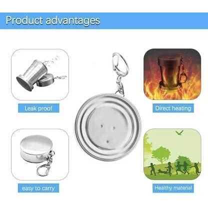 Beyond Basic Stainless Steel Folding Glass Travel Mug Cup Glass/Camping Water Glass/Collapsible Shot Glass/Expandable Shot Glass (100 Ml)