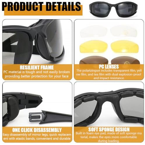 Palay Uv400 Riding Goggles, Bike Glasses For Men Cycling Goggles Sport Goggles, Motorcycle Bike Sunglasses Riding Goggles For Men With 3 Lens & Storage Bag & Wearing Strap