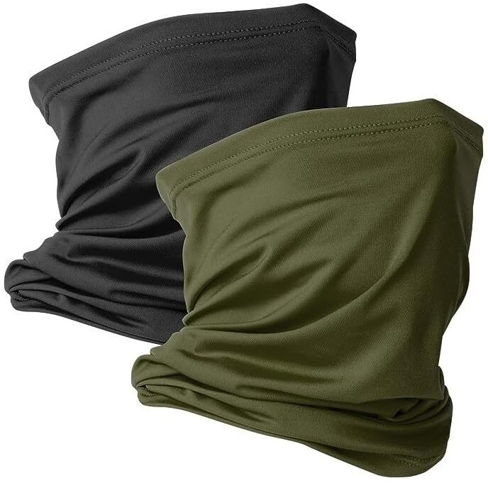 Paropkar Unisex Cotton Neck Gaiter Face Mask Scarf Reusable Bandanas Tube Uv Protection Balaclava Outdoor Sport,2 Of Pack (Black Army Green)