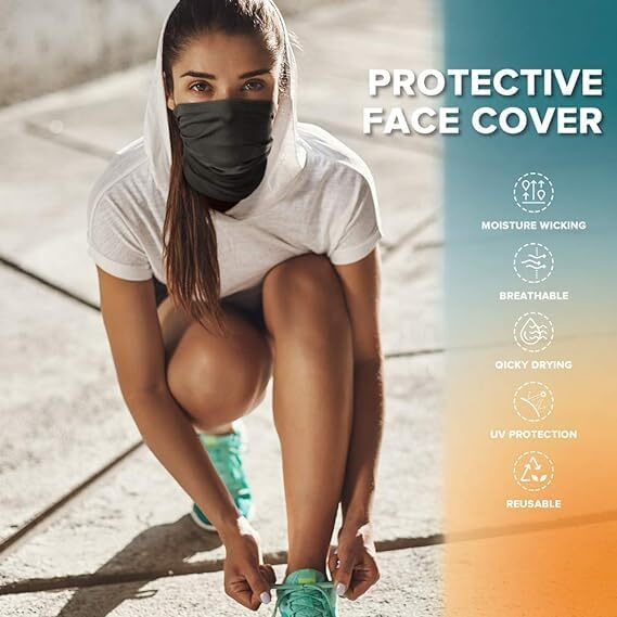 Paropkar Unisex Cotton Neck Gaiter Face Mask Scarf Reusable Bandanas Tube Uv Protection Balaclava Outdoor Sport,2 Of Pack (Black Army Green)