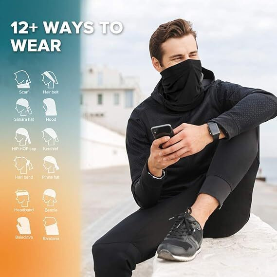 Paropkar Unisex Cotton Neck Gaiter Face Mask Scarf Reusable Bandanas Tube Uv Protection Balaclava Outdoor Sport,2 Of Pack (Black Army Green)