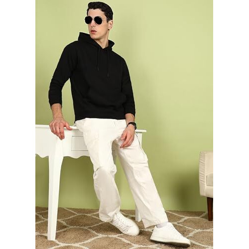 Alan Jones Clothing Men's Fleece Regular Fit Hooded Hoodies (Ss19-Rnhd11-Bck-L_Black_Large)