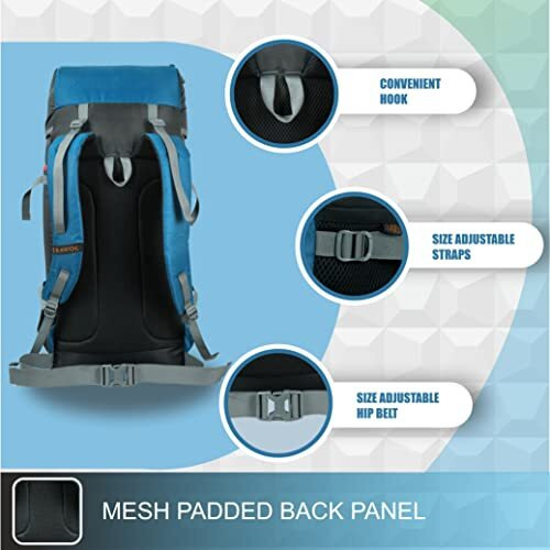 Trawoc Hover 50L Travel Backpack For Men & Women Trekking Hiking Rucksack Bag For Men & Women, Lhk002, English Blue